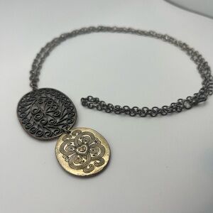 Vintage Silver Tone Necklace with Oval Pedants Including A Heart